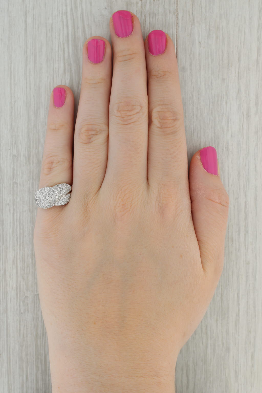 Dark Gray 0.98ctw Diamond X Crossover Ring 14k White Gold Size 7 Cocktail