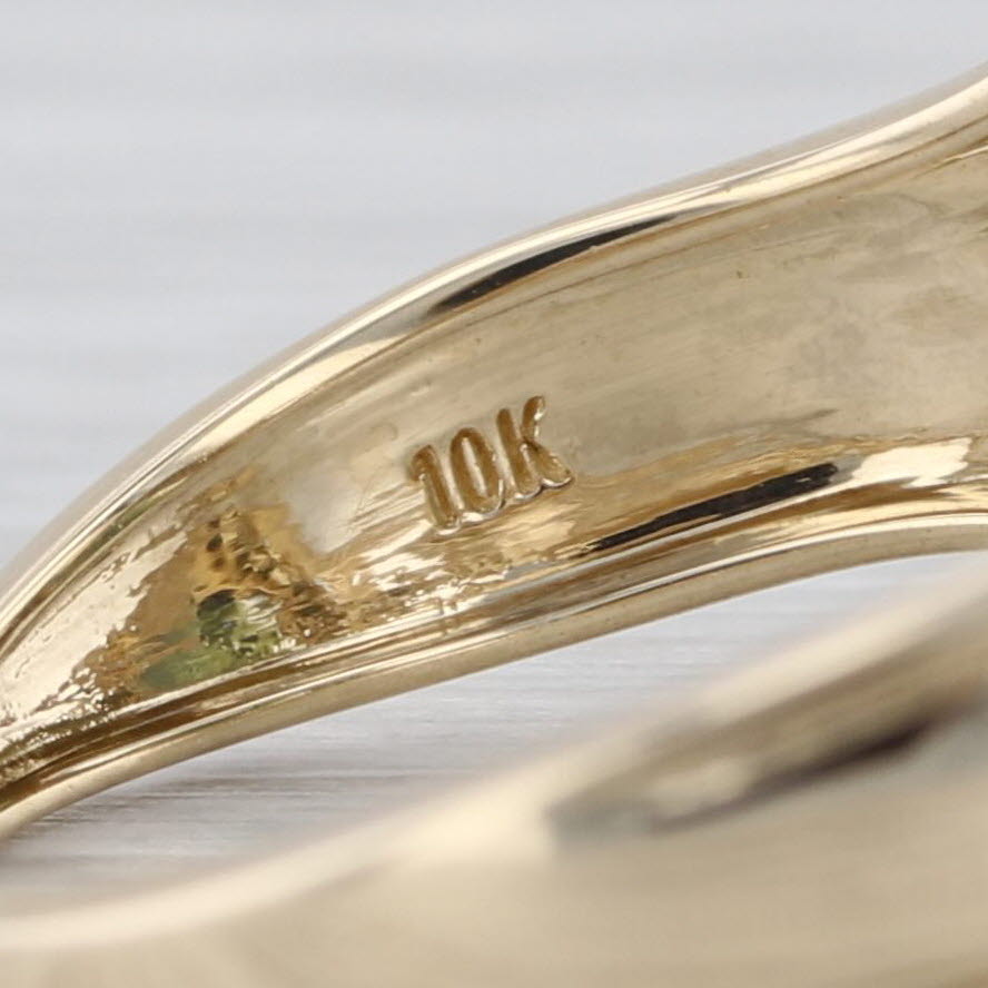 Ornamental Green Stone Green Diamond Ring 10k Yellow Gold Size 6.25