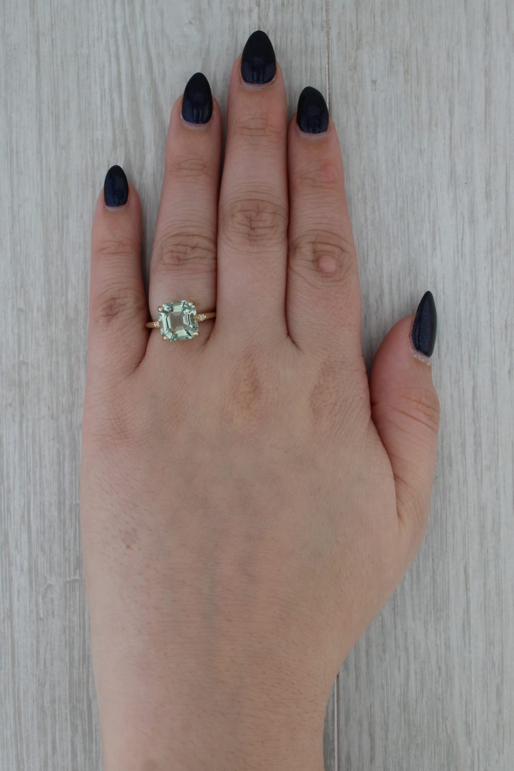 1.40ct Prasiolite Green Amethyst Solitaire Ring 10k Yellow Gold Size 6.25