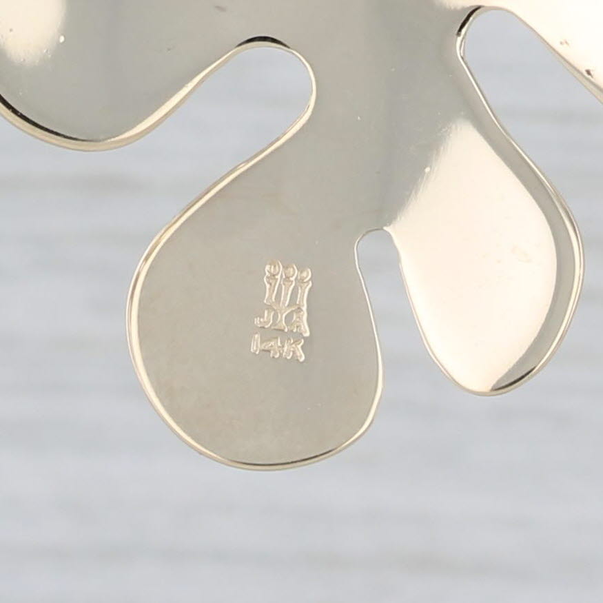 Gray Large Leaf Dangle Earrings 14k Yellow Gold Retired James Avery Hook Posts