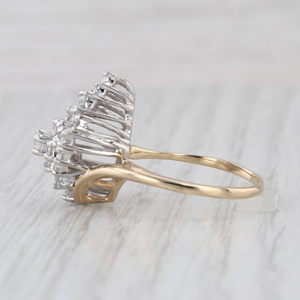 0.78ctw Diamond Cluster Ring 14k Yellow White Gold Cocktail