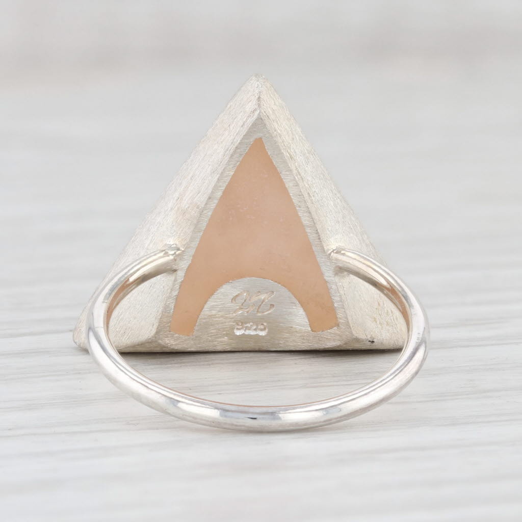 New Nina Wynn Trio Sand Druzy Quartz Triangle Ring Sterling Silver Size 7.25