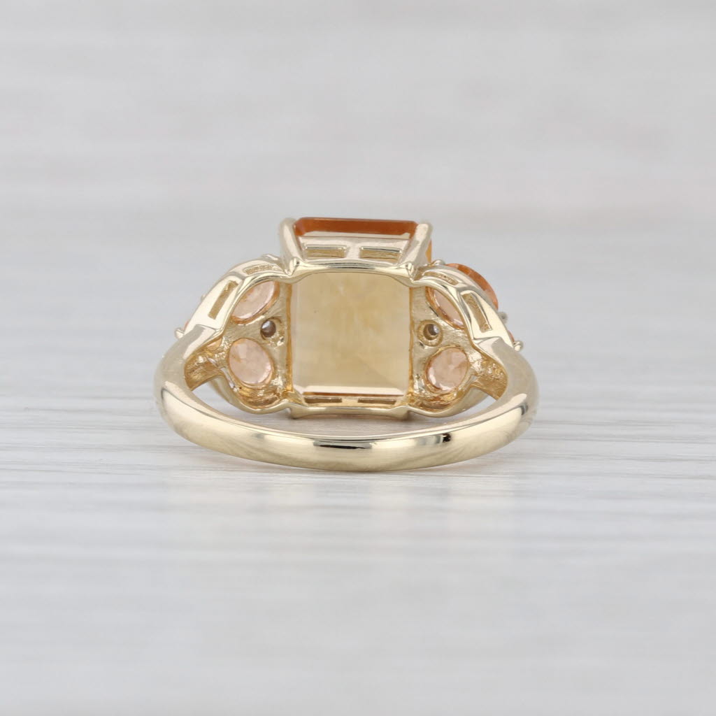3.55ctw Orange Garnet Citrine Diamond Ring 10k Yellow Gold Size 6