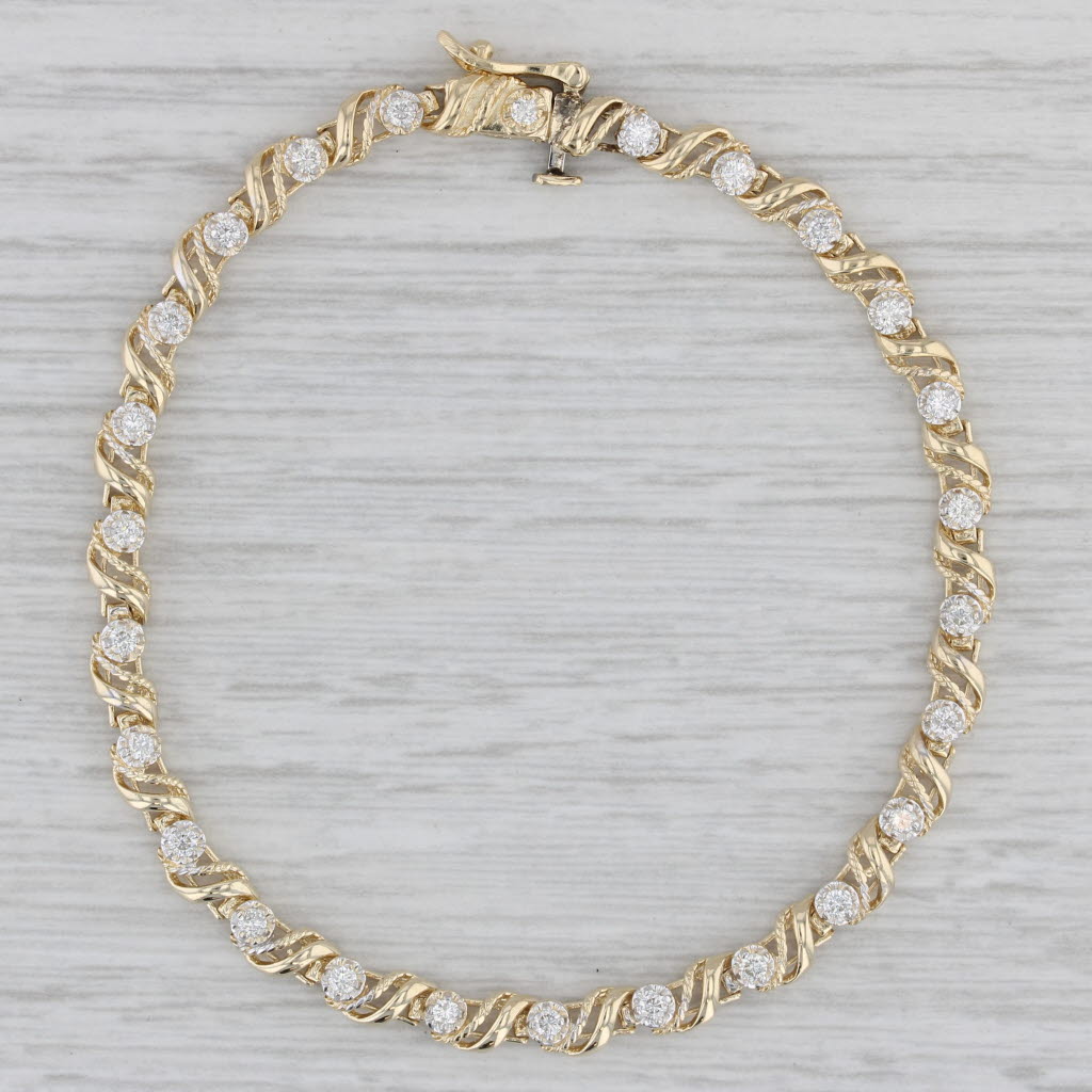 Gray 0.50ctw Diamond Tennis Bracelet 14k Yellow Gold 7.25" 4.3mm