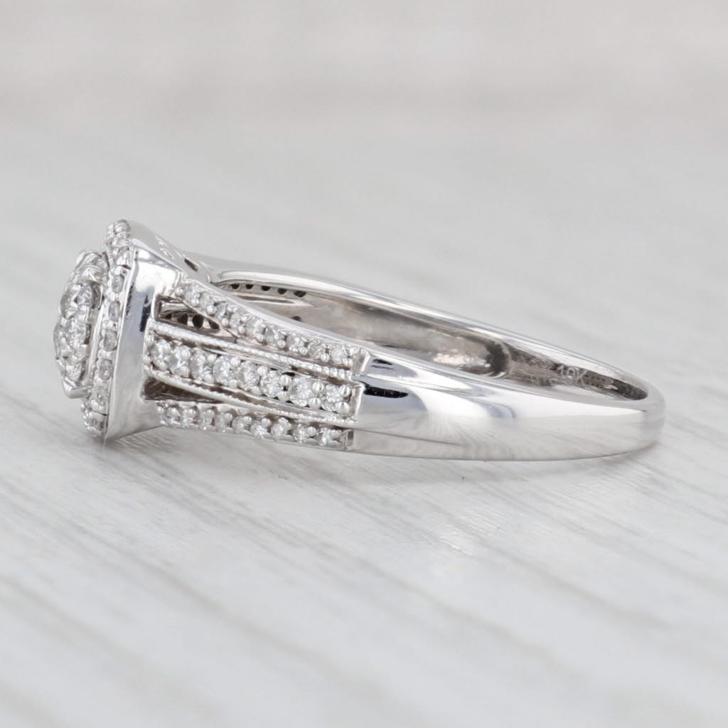 Light Gray 0.50ctw Diamond Cluster Halo Ring 10k White Gold Size 8.5 Engagement