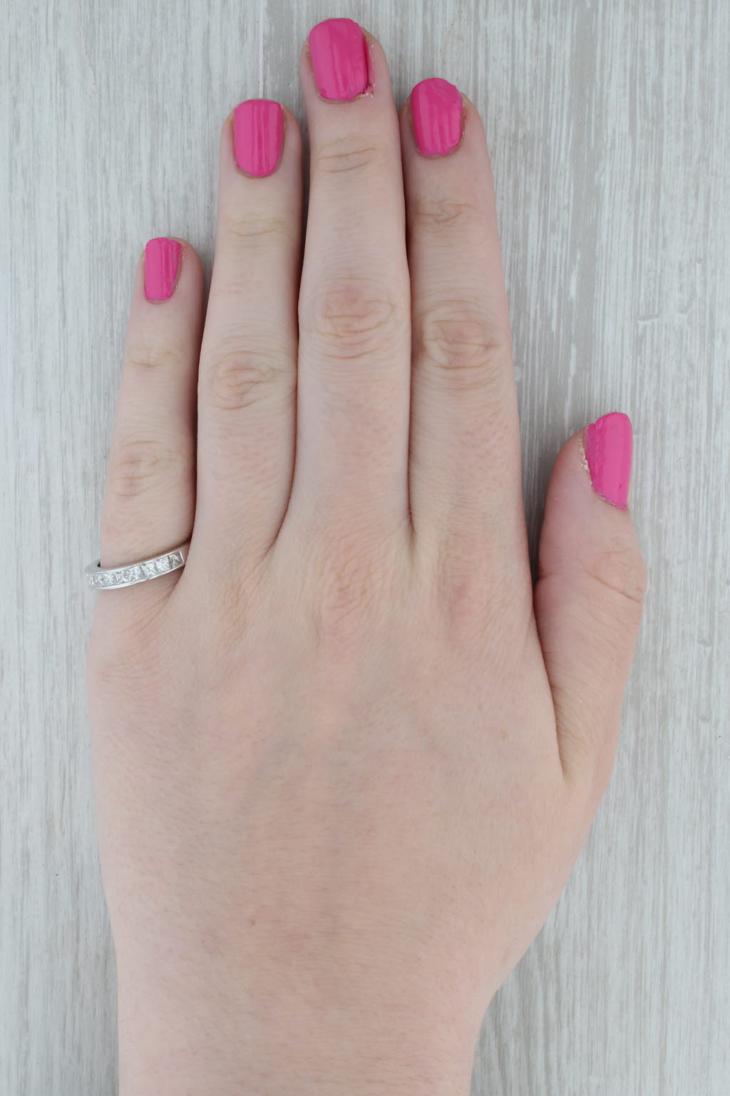 Dark Gray 1ctw Diamond Wedding Band 14k White Gold Size 6.75 Bridal Channel Set Princess