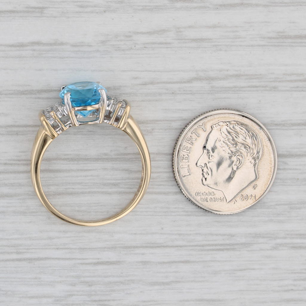 Gray 3.28ctw Oval Blue Topaz Diamond Ring 14k Yellow Gold Size 7