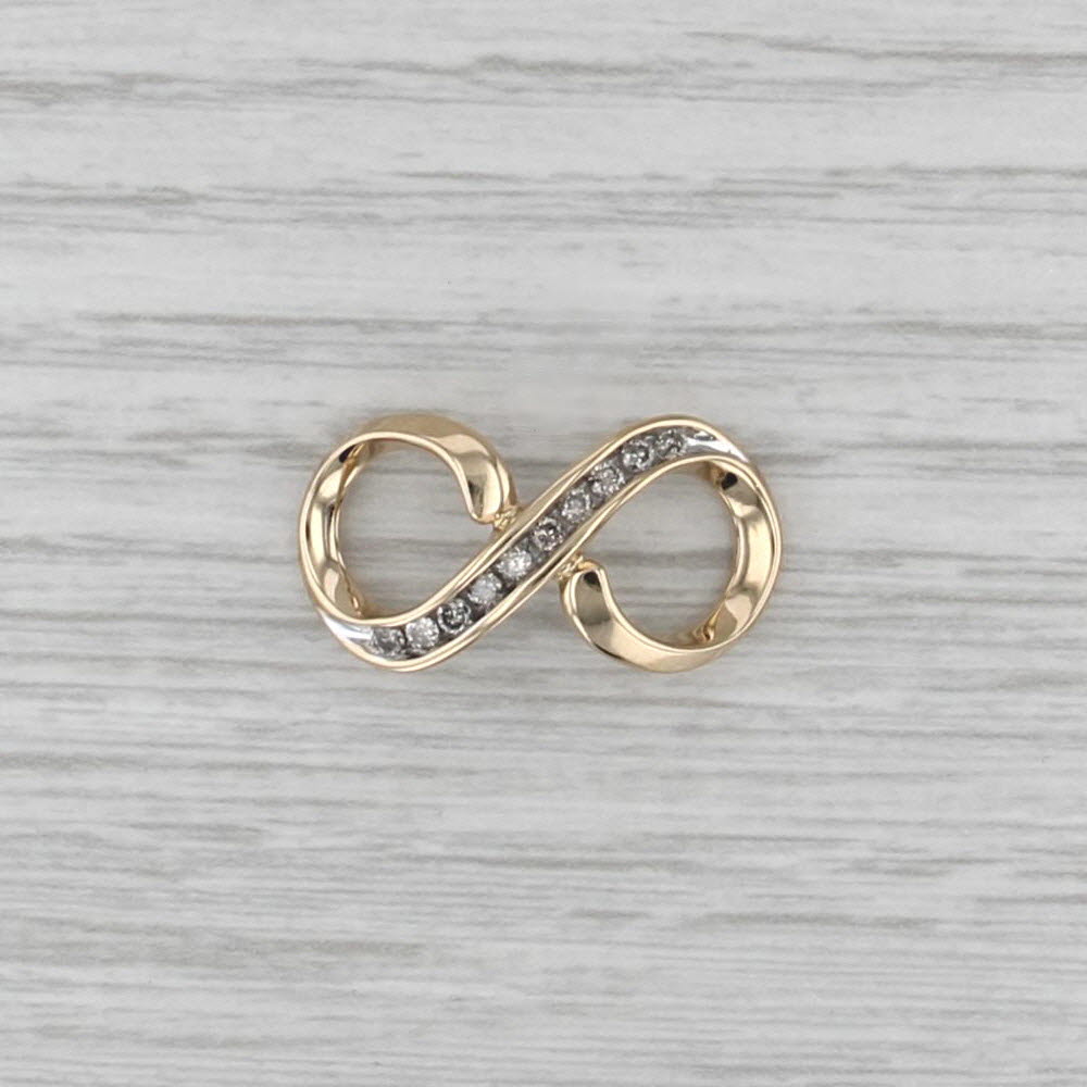 0.18ctw Diamond Infinity Knot Pendant 14k Yellow Gold Floating Figure-8