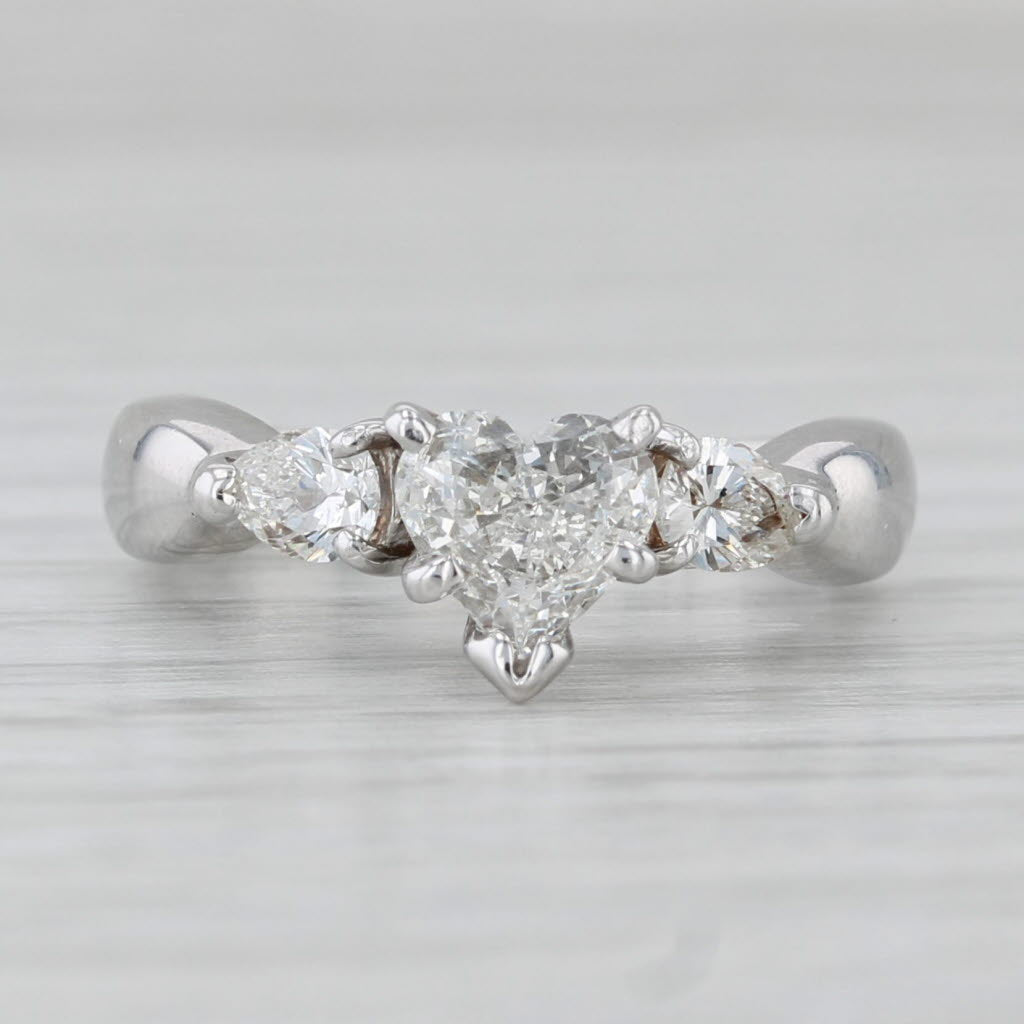 Gray 0.83ctw Diamond Heart Engagement Ring 14k white Gold Size 4.25