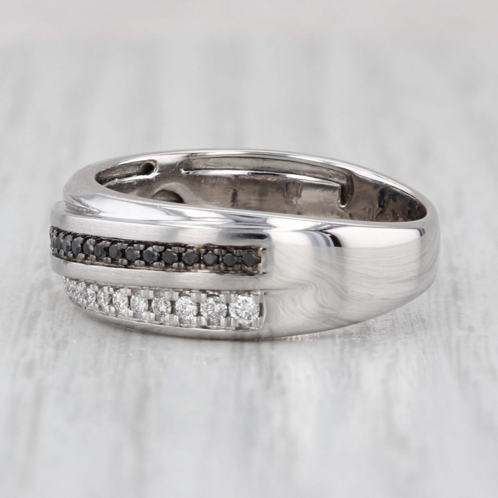 0.33ctw Black White Diamond Wedding Band 10k White Gold Size 10 Ring
