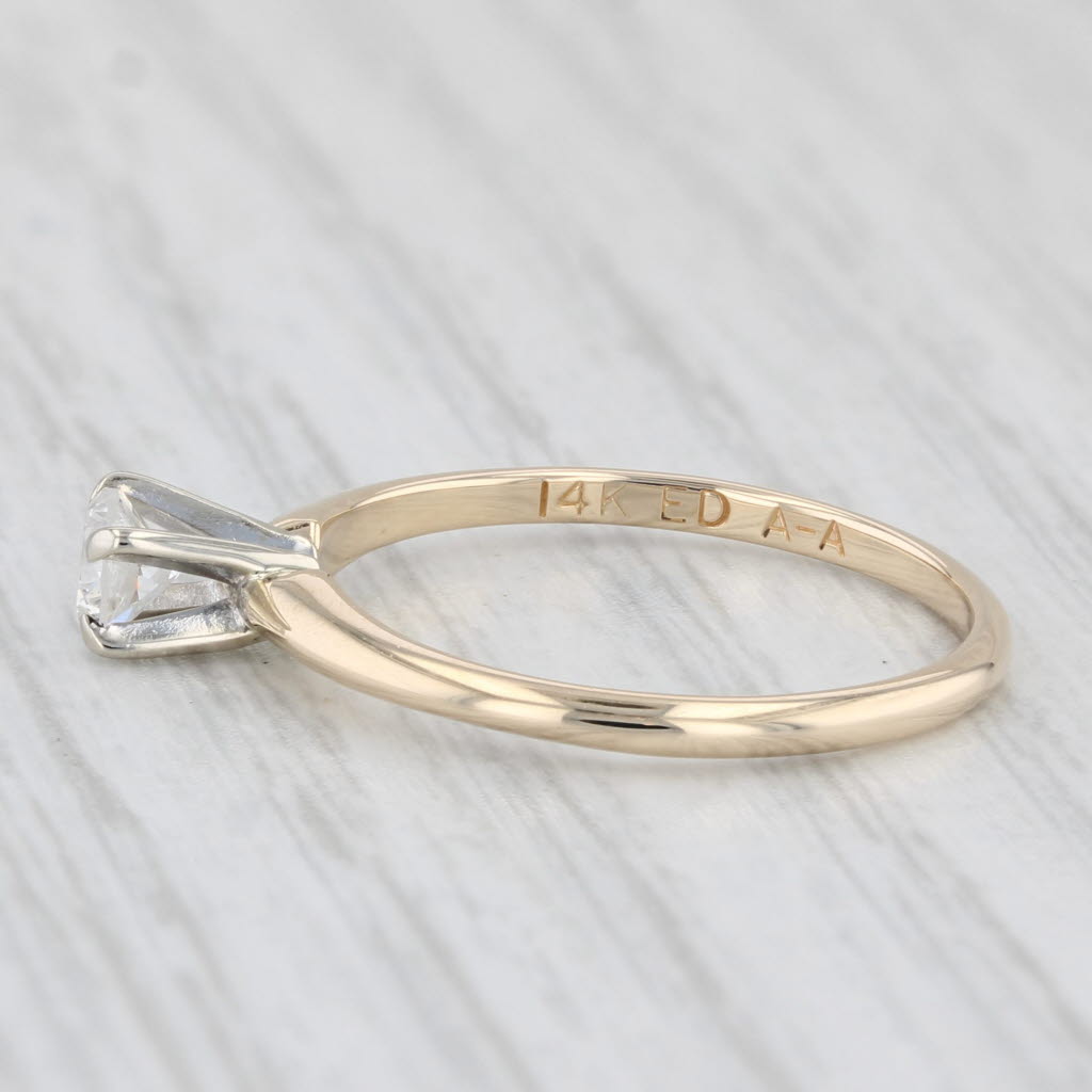 Light Gray 0.22ct Round Diamond Solitaire Engagement Ring 14k Yellow Gold Size 6