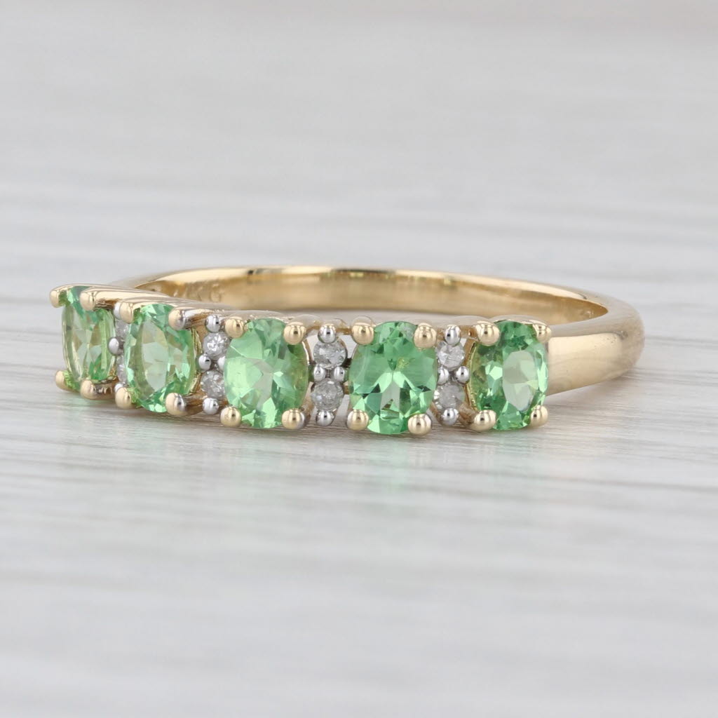 1.14ctw Mint Green Garnet Diamond Ring 14k Yellow Gold Size 8 Stackable