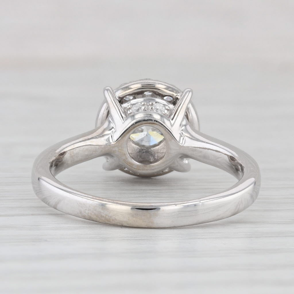 Light Gray 0.95ctw Round Diamond Halo Engagement Ring 14k White Gold Size 7.75
