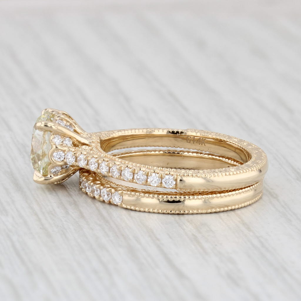 Light Gray New 2.54ctw VS Diamond Engagement Ring Wedding Band Bridal Set 14k Gold GIA