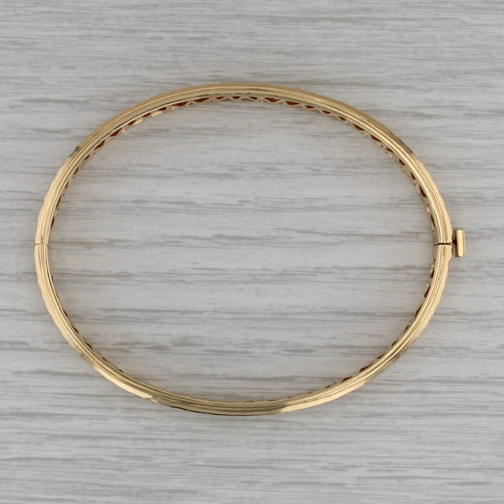 Michael M Hammered Bangle Bracelet 18k Yellow Gold 7.25" 8mm