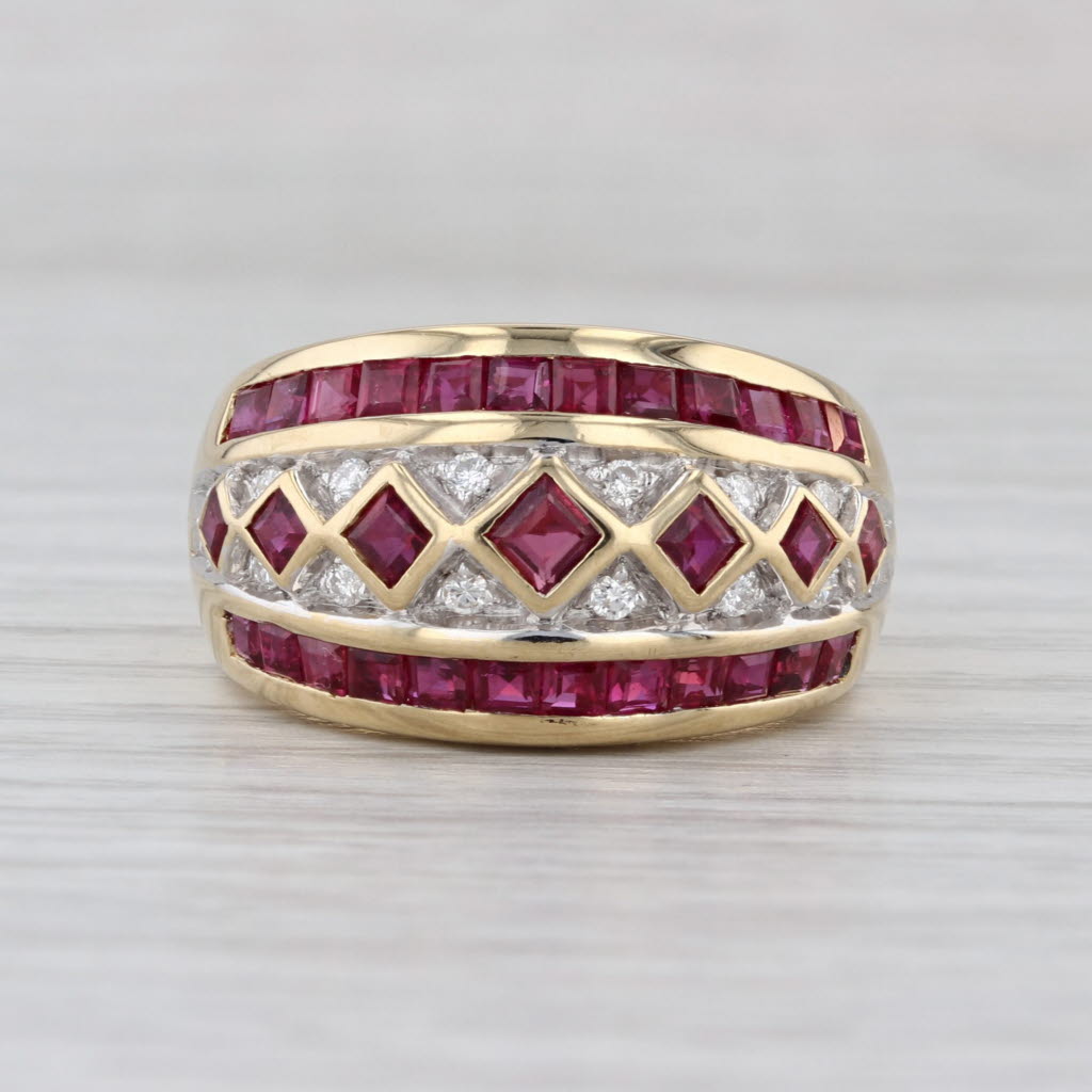 2.78ctw Ruby Diamond Domed Ring 18k Yellow Gold Size 8