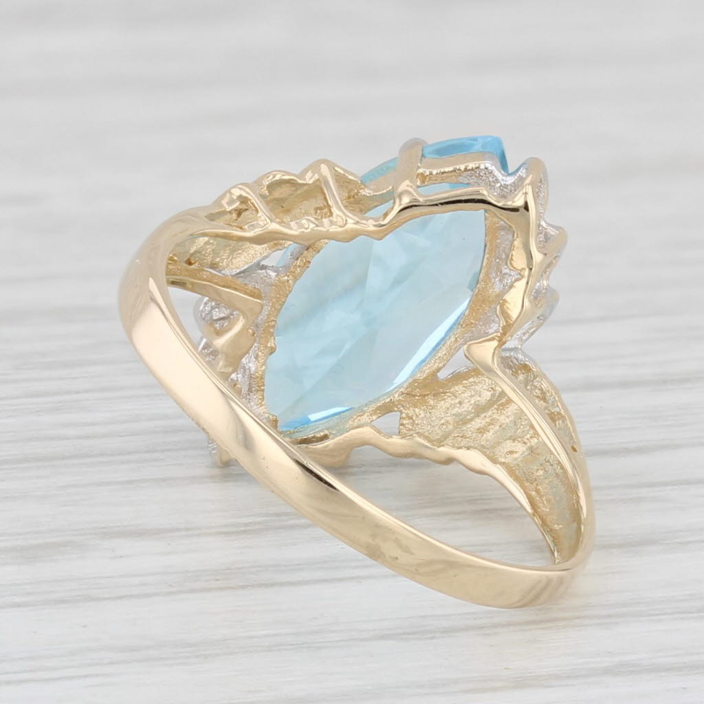 Light Gray 3.40ct Marquise Blue Topaz Solitaire Ring 14k Yellow Gold Size 7.25
