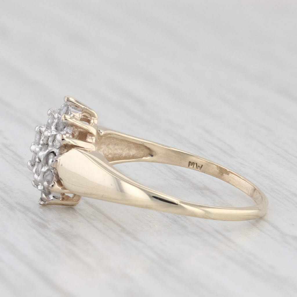Light Gray 0.20ctw Diamond Cluster Ring 10k Yellow Gold Engagement Size 4.75