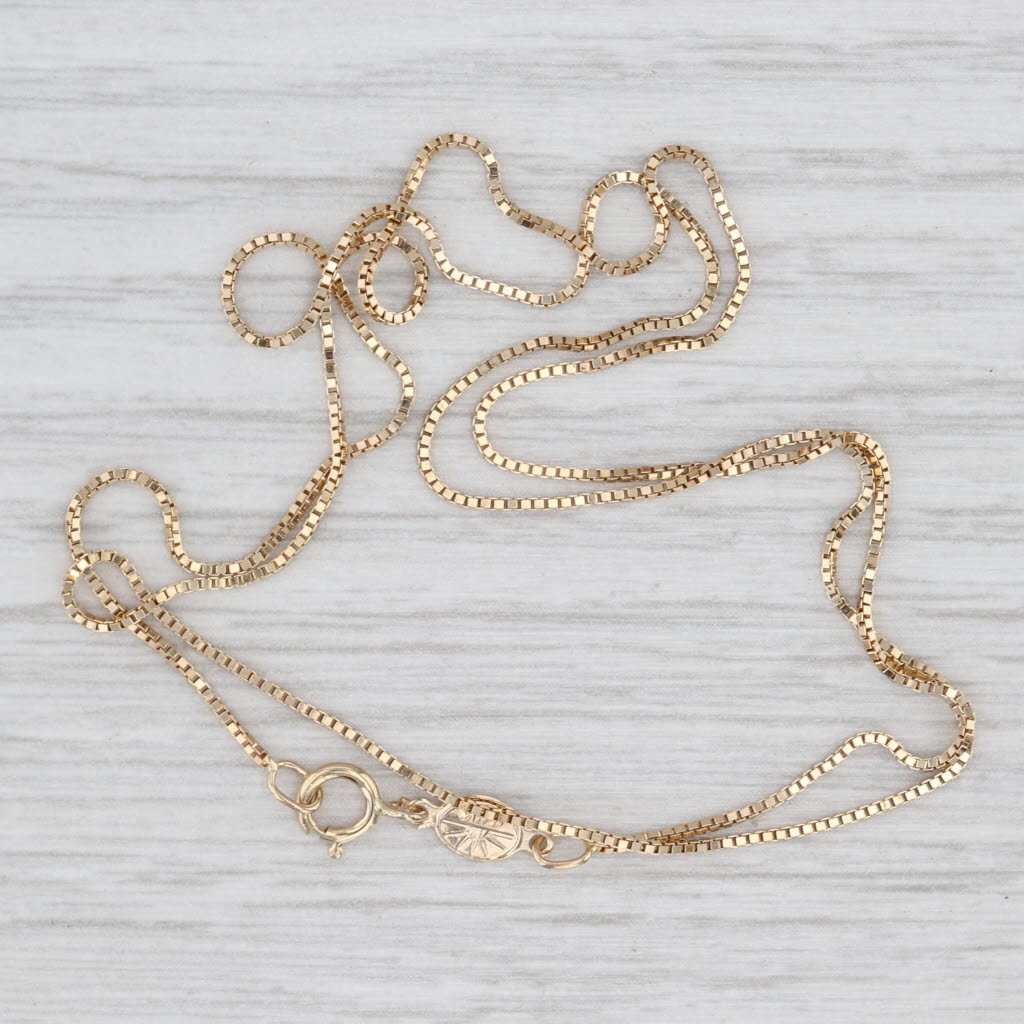 Light Gray Box Chain Necklace 14k Yellow Gold 18" 0.8mm