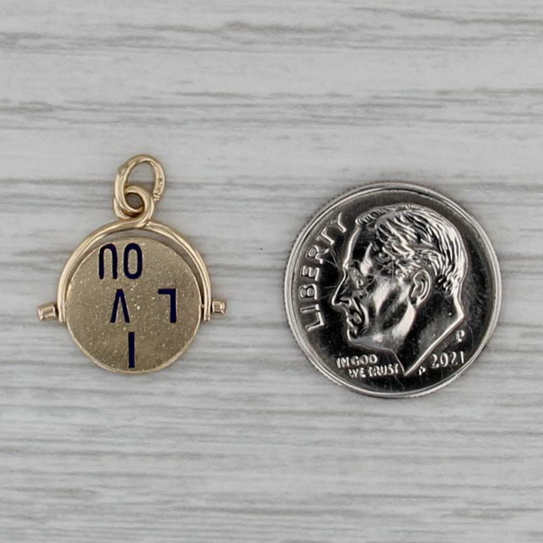 Vintage I Love You Flip Pendant 14k Yellow Gold Charm