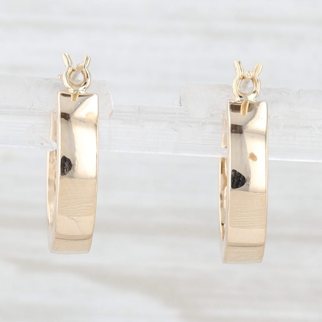 Light Gray 0.25ctw Diamond Hoop Earrings 14k Yellow Gold Snap Top Small Round Hoops