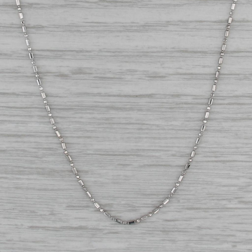Bead Chain Necklace 14k White Gold 18" 1mm
