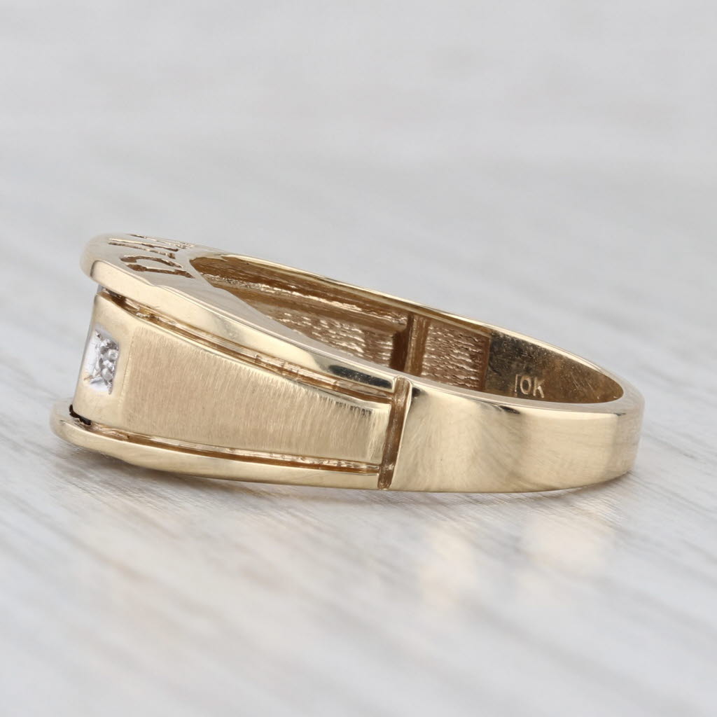 Onyx DAD Ring 10k Yellow Gold Diamond Accents Size 10.25 Gift
