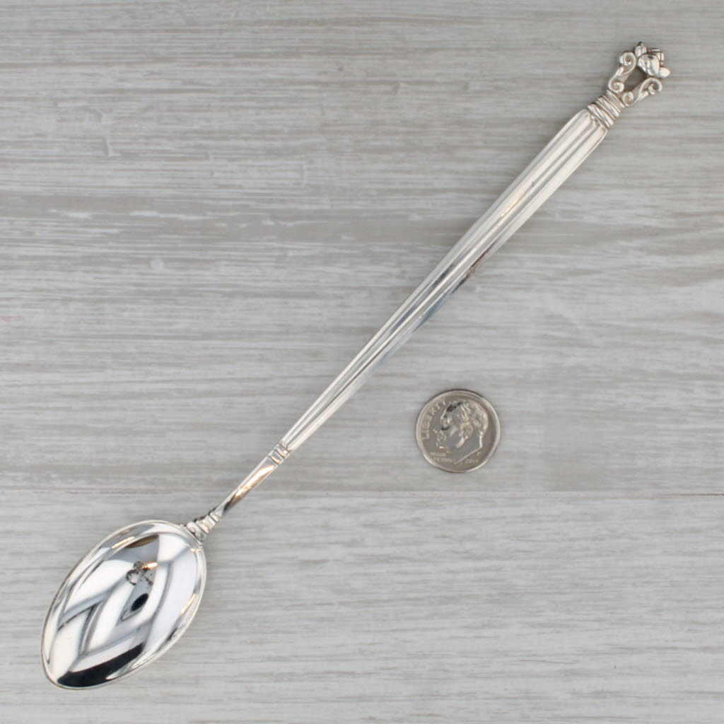 Dark Gray Georg Jensen Denmark Acorn Long Handle Teaspoon Sterling Silver 7 3/8" Flatware