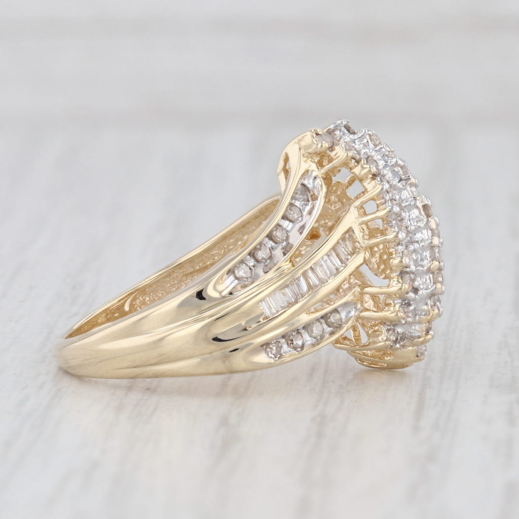Light Gray 0.36ctw Diamond Cluster Bypass Ring 10k Yellow Gold Size 7