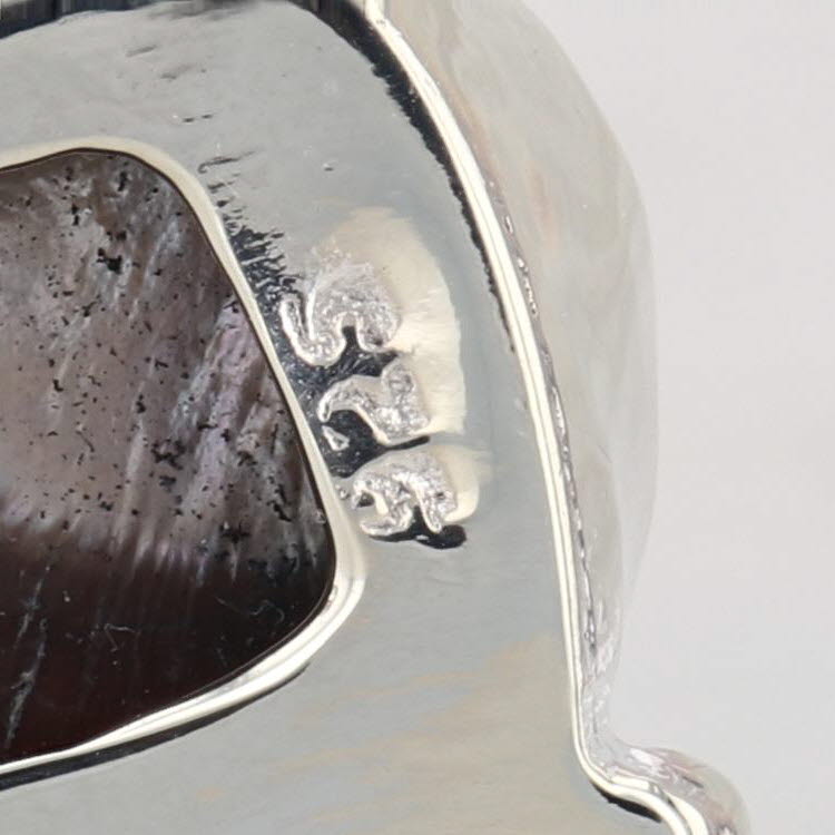 Pearl Agate Abstract Statement Pendant Sterling Silver Chunky Drop