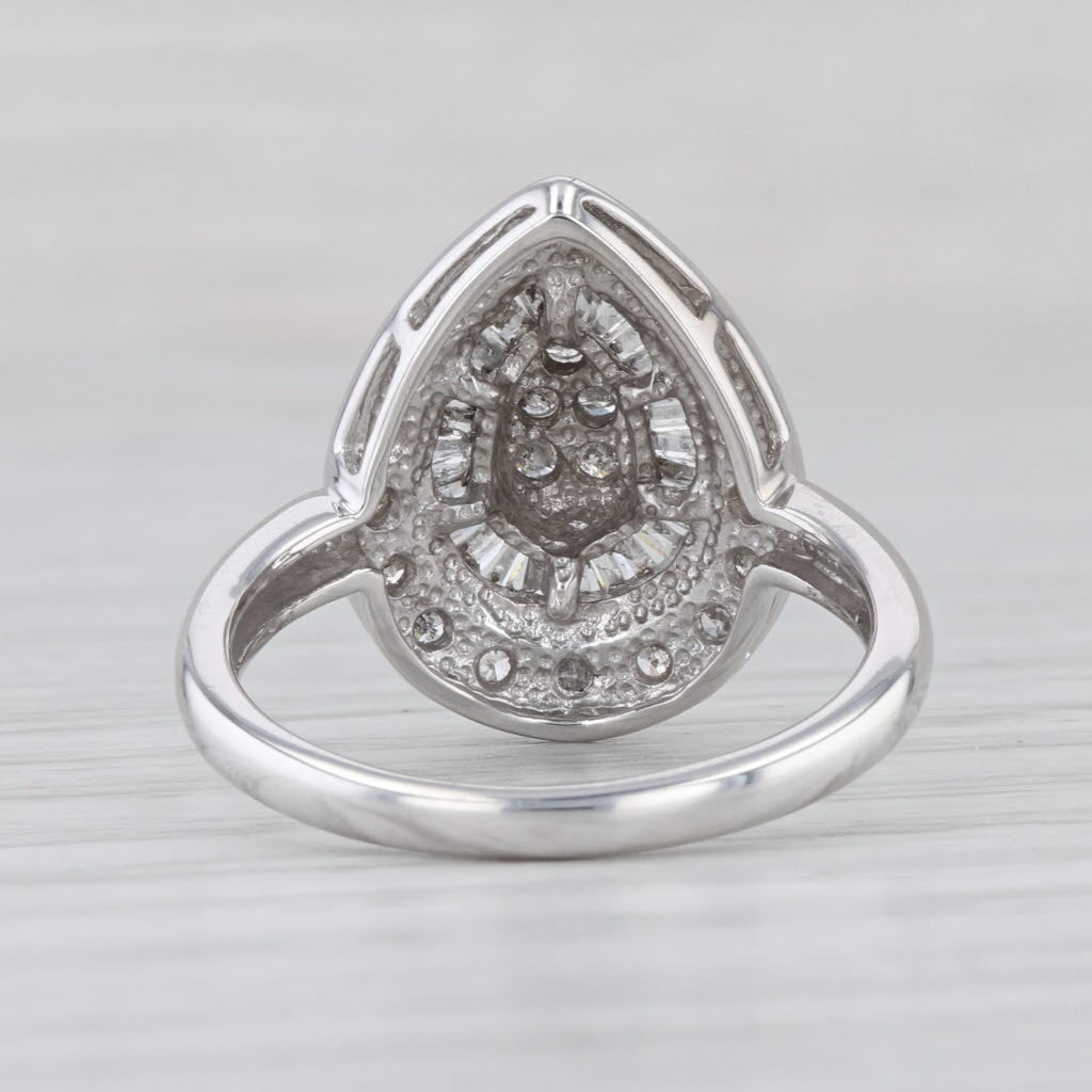 0.49ctw Diamond Teardrop Halo Ring 10k White Gold Size 7.25