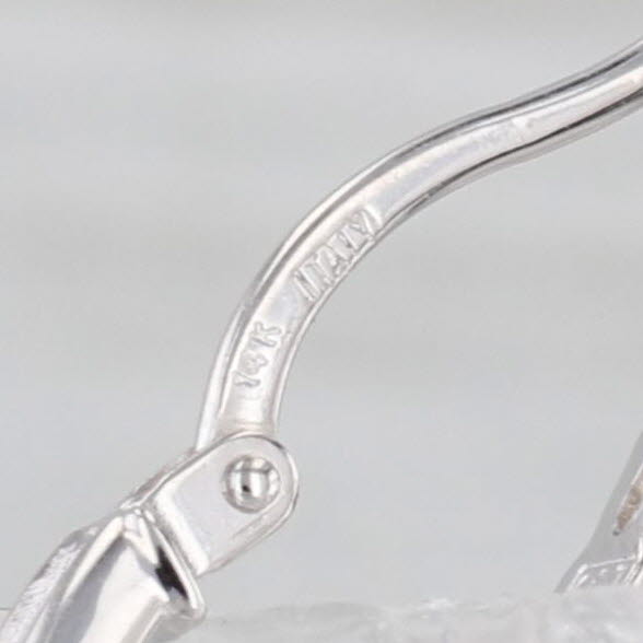 Oval Hoop Earrings 14k White Gold Snap Top Posts Hoops 18.3 x 3 mm