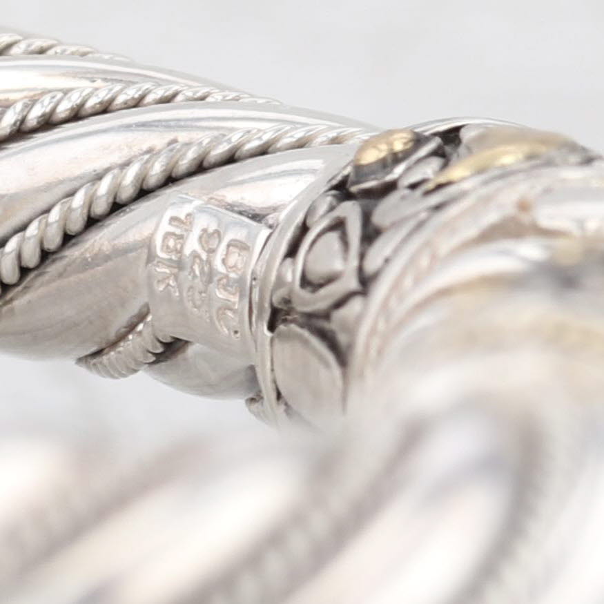 Light Gray Samuel Benham 0.19ct Diamond Cuff Bracelet Sterling Silver 18k Gold Hinged 7.25"