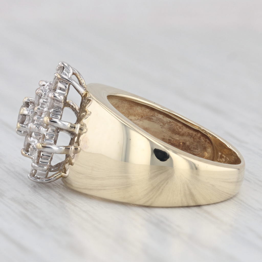 Light Gray 0.75ctw Diamond Cluster Ring 10k Yellow Gold Size 5.5 Cocktail
