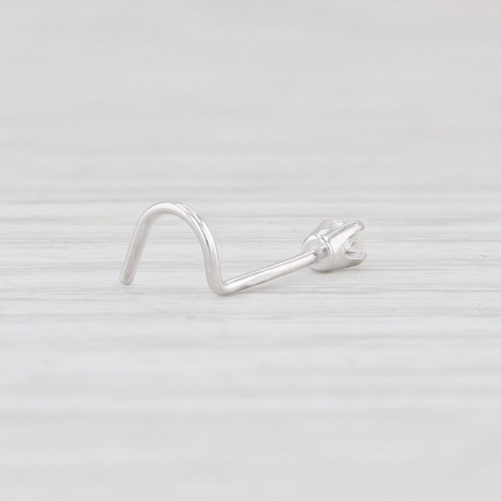 Light Gray New Diamond Nose Stud Ring 14k White Gold Round Solitaire Body Piercing Curved