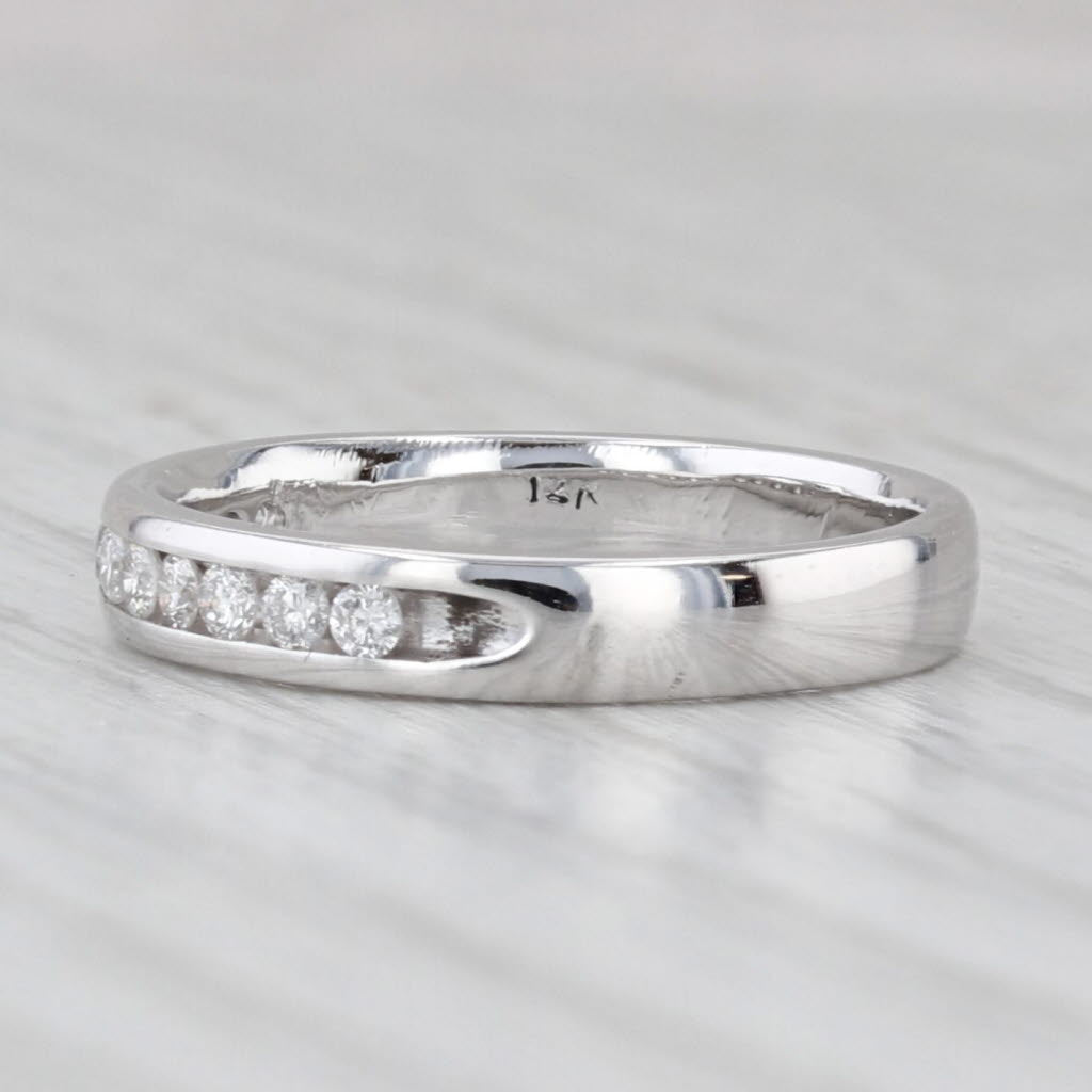 0.16ctw Diamond Wedding Band 14k White Gold Stackable Anniversary Ring Size 5