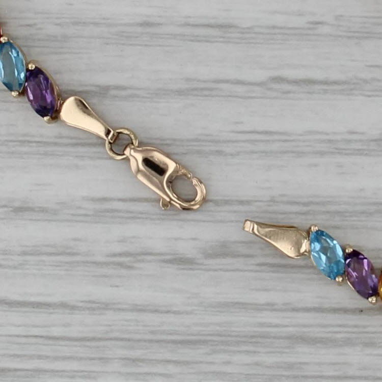 10ctw Gemstone Tennis Bracelet 14k Gold Amethyst Topaz Garnet Peridot Citrine 7"