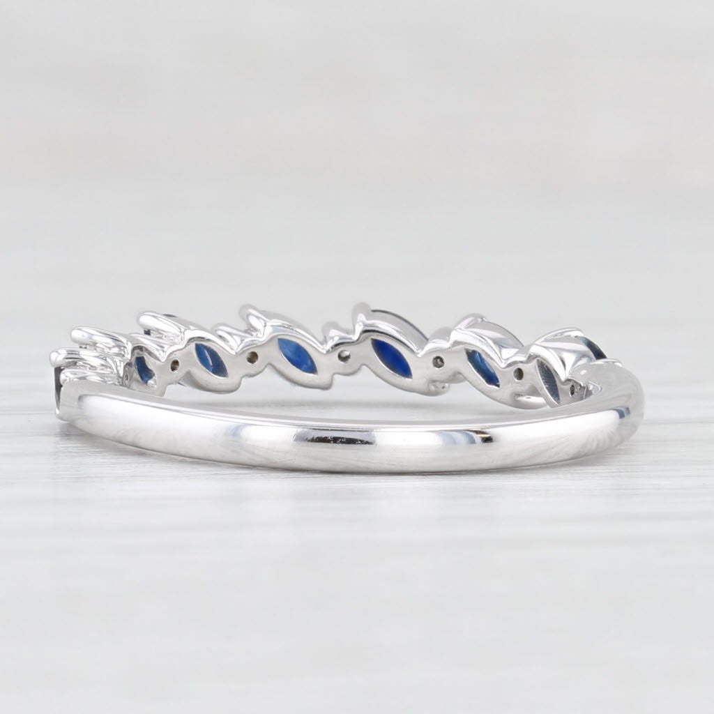 Light Gray 0.96ctw Diamond Sapphire Ring 14k White Gold Size 7.5 Stackable Wedding Band