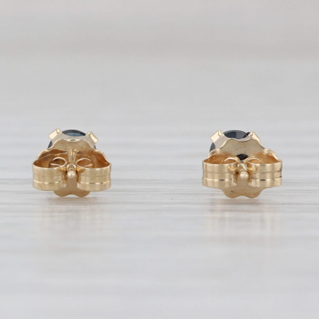 0.50ctw Blue Sapphire Stud Earrings 14k Yellow Gold Round Solitaire Studs