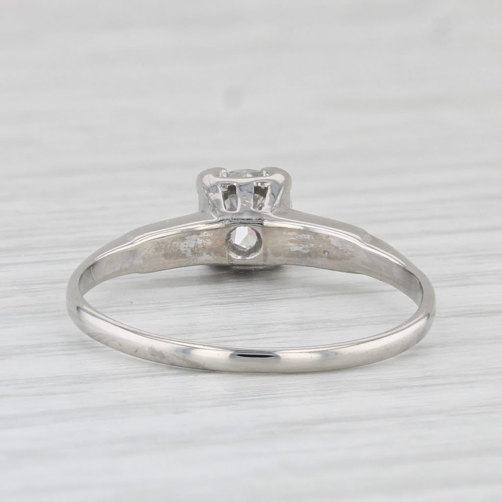 Light Gray 0.43ct Old European Solitaire Engagement Ring Palladium Ruthenium Size 8