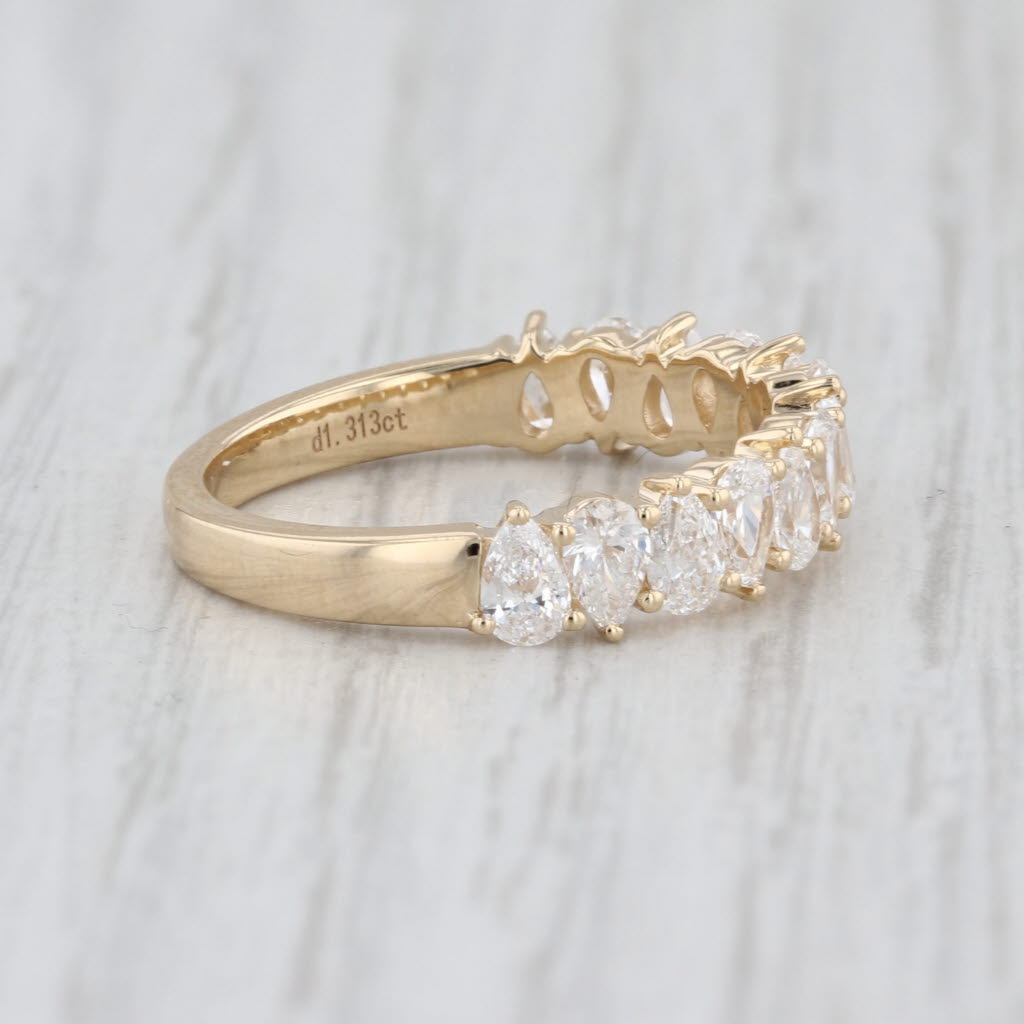 New 1.31ctw Lab Grown Pear Diamond Ring Wedding Stackable Band 14k Gold Size 6.5