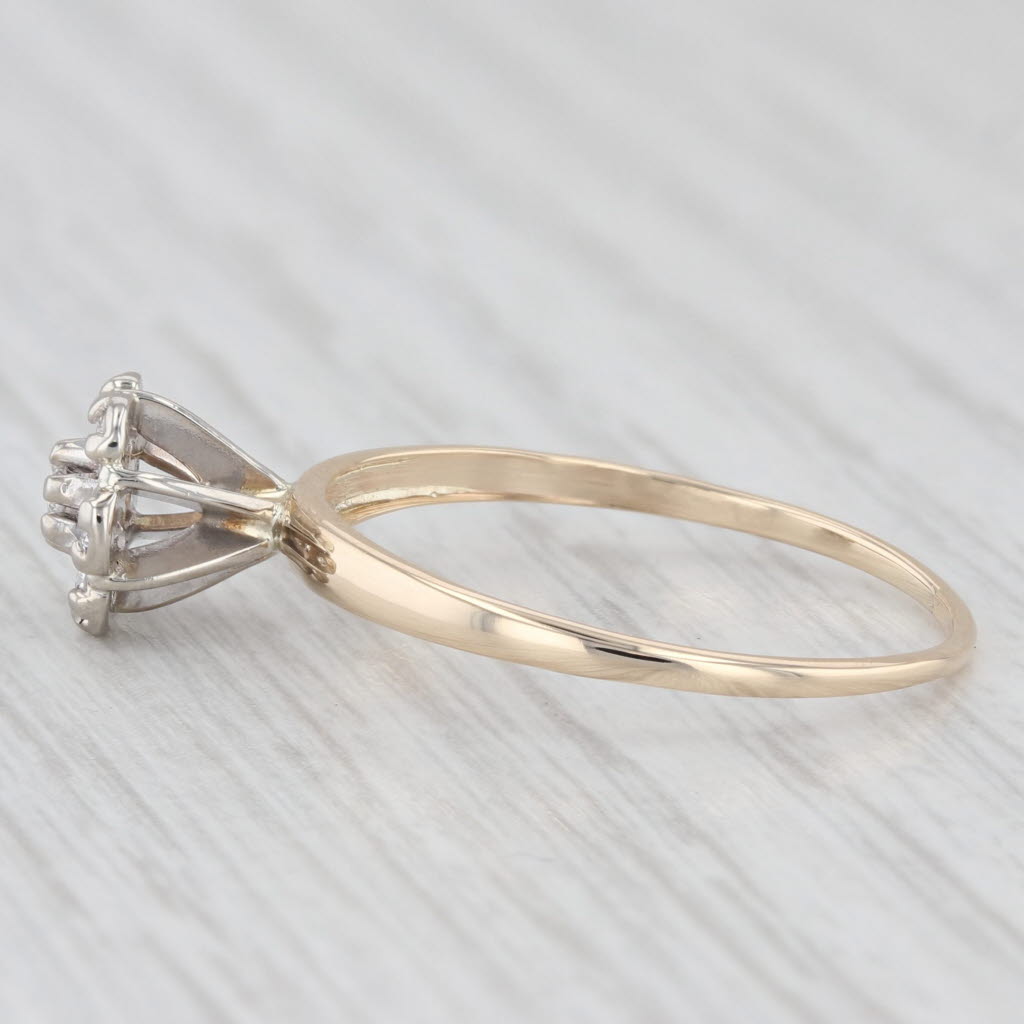 Light Gray 0.15ctw Diamond Cluster Vintage Engagement Ring 10k Gold Size 8