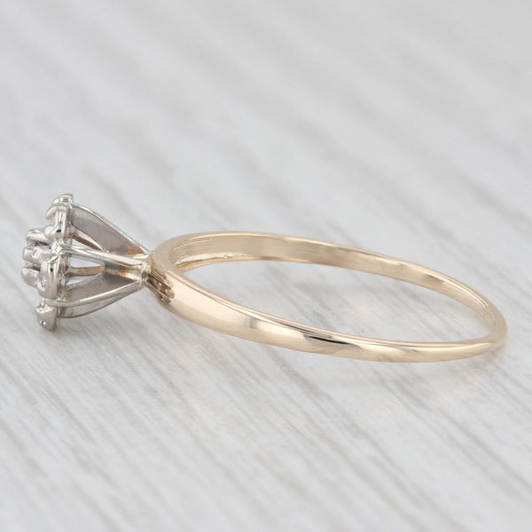 0.15ctw Diamond Cluster Vintage Engagement Ring 10k Gold Size 8