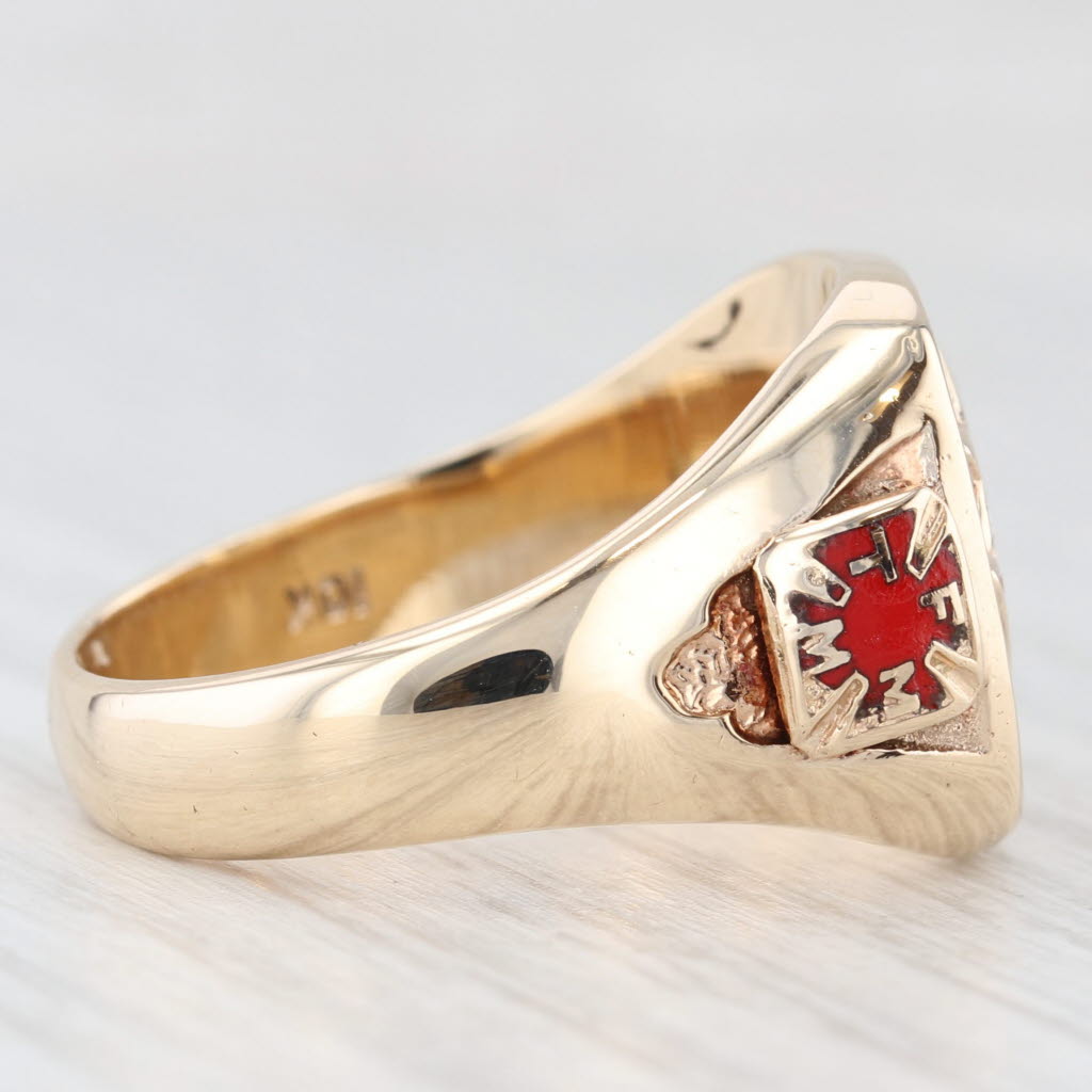 Light Gray Knights of Columbus Signet Ring 10k Yellow Gold Size 10.75 Cross Skull K of C