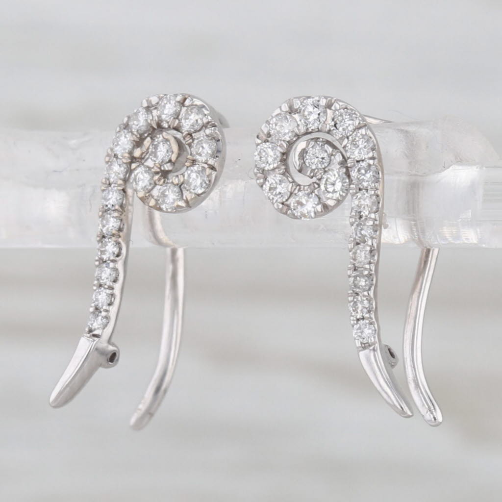 0.25ctw Diamond Swirl Drop Earrings 10k White Gold Hook Posts