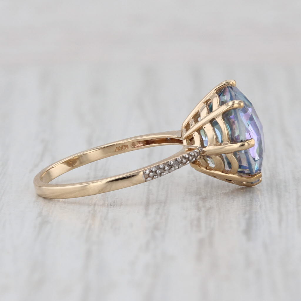 8ct Mystic Topaz Solitaire Ring 10k Yellow Gold Size 7.25 Round Solitaire