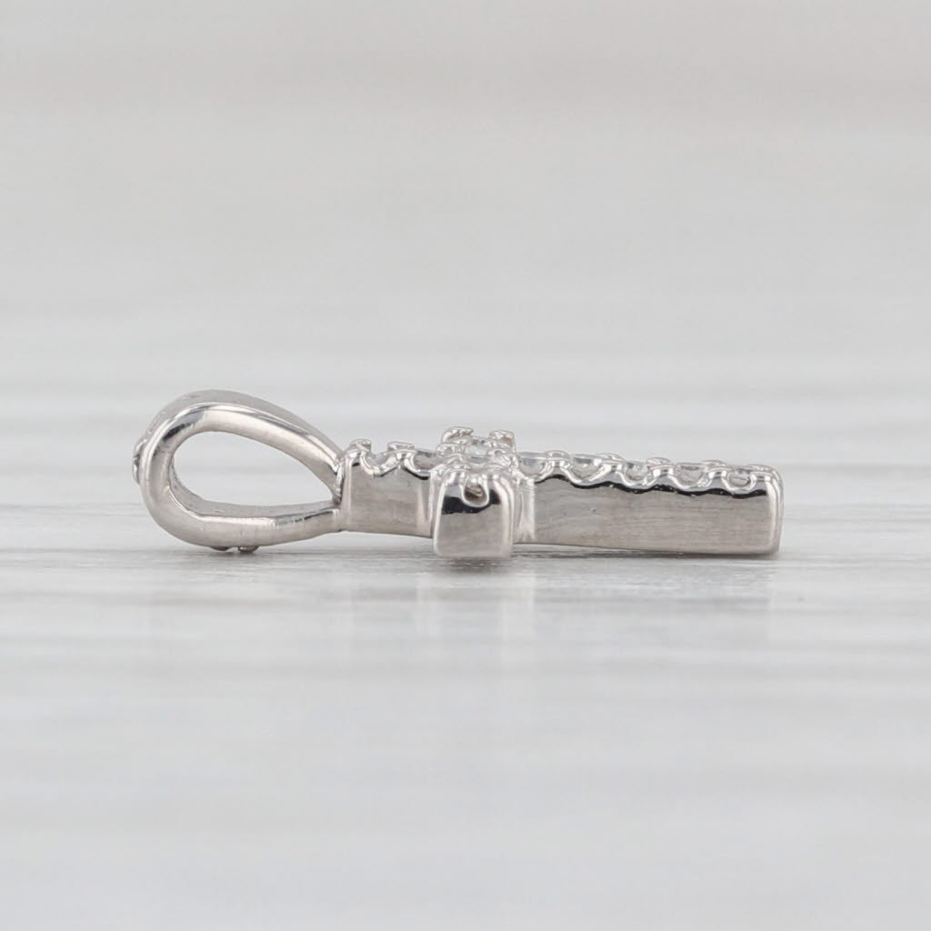 Diamond Cross Pendant 14k White Gold Small Drop