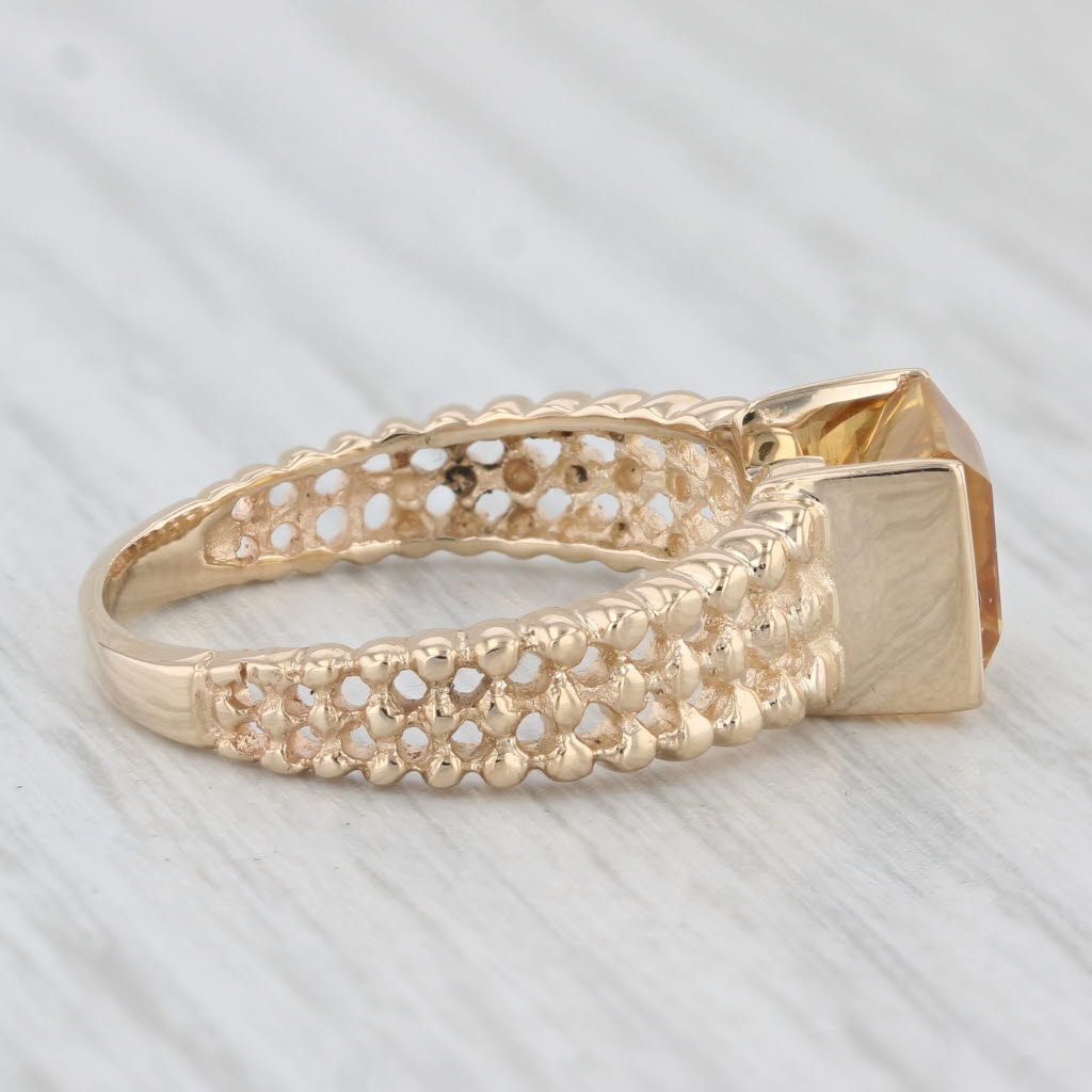 Light Gray 1.60ct Citrine Solitaire Ring 14k Yellow Gold Size 7.5 Bead Band