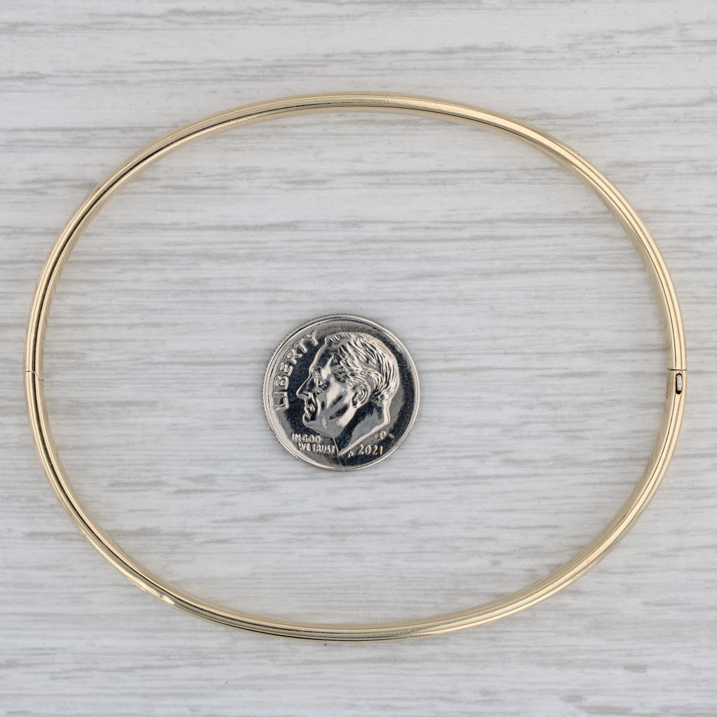 Gray Etched Bangle Bracelet 14k Yellow Gold 8" 5mm Milor Spain