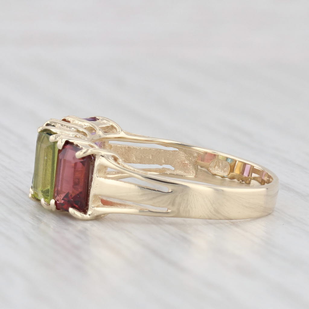 Light Gray 3ctw Rainbow Gemstone Ring 10k Gold Size 7 Amethyst Citrine Topaz Peridot Garnet